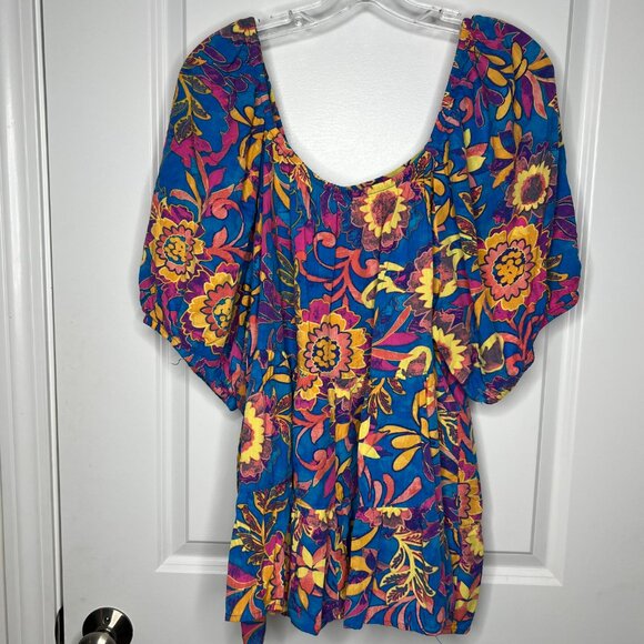 Terra & Sky Floral Blouse Women's Size 2X - Bright - Picture 6 of 8